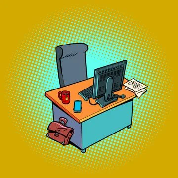 Empty office working place Stock Illustration