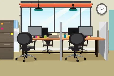 Empty Office Workplace Illustration Illustrazione stock