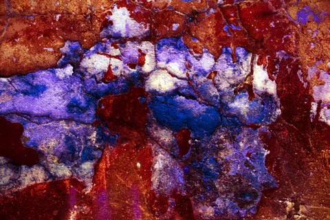 Empty old art texture of plaster brick wall. Painted bad scratched surface in Stock Photos