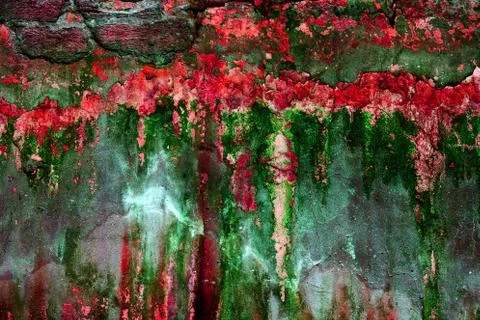 Empty old art texture of plaster brick wall. Painted bad scratched surface in Stock Photos