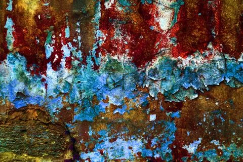 Empty old art texture of plaster brick wall. Painted bad scratched surface in Stock Photos