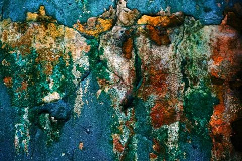 Empty old art texture of plaster brick wall. Painted bad scratched surface in Stock Photos