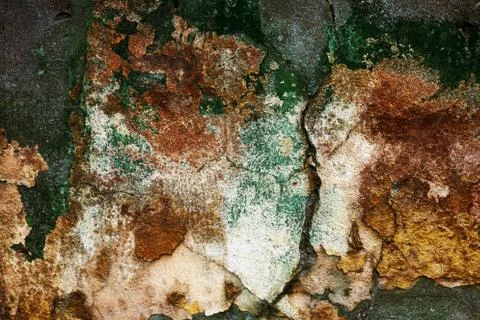 Empty old art texture of plaster brick wall. Painted bad scratched surface in Stock Photos