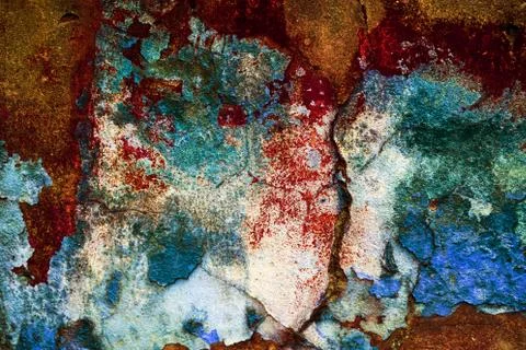 Empty old art texture of plaster brick wall. Painted bad scratched surface in Stock Photos