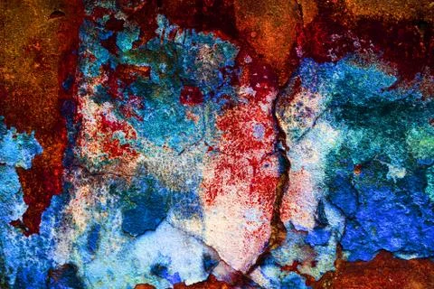 Empty old art texture of plaster brick wall. Painted bad scratched surface in Stock Photos