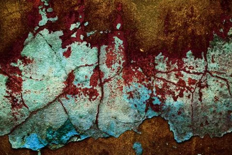 Empty old art texture of plaster brick wall. Painted bad scratched surface in Stock Photos