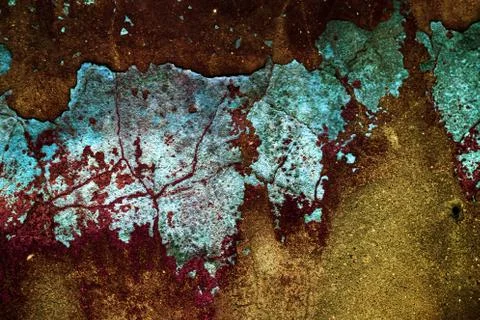 Empty old art texture of plaster brick wall. Painted bad scratched surface in Stock Photos