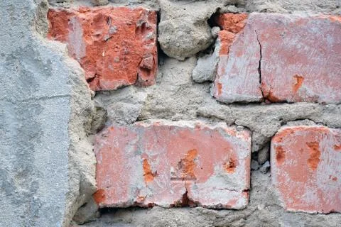Empty Old Brick Wall Texture. Grunge Wide Brick Wall. Grunge Red Stonewall Ba Foto stock