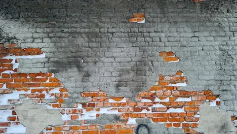 Empty Old Brick Wall Texture. Painted Distressed Wall Surface. Grungy Wide Stock-Fotos