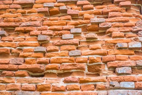 Empty Old Brick Wall Texture. Grungy Wide Brickwall. Grunge Red Stonewall Bac 写真素材