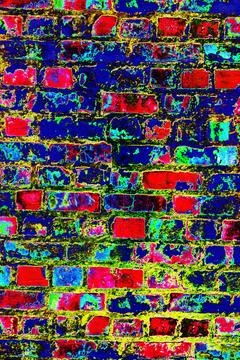 Empty Old Brick Wall Texture. Painted Distressed Wall Surface. Grungy Wide .. Stock Photos