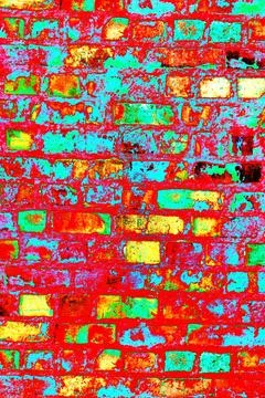 Empty Old Brick Wall Texture. Painted Distressed Wall Surface. Grungy Wide .. Stock Photos