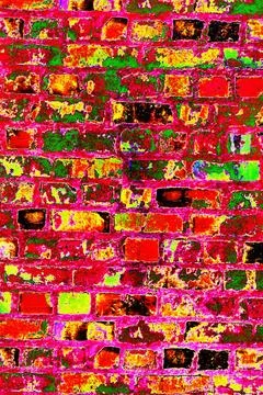Empty Old Brick Wall Texture. Painted Distressed Wall Surface. Grungy Wide .. 写真素材
