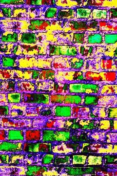 Empty Old Brick Wall Texture. Painted Distressed Wall Surface. Grungy Wide .. Foto stock