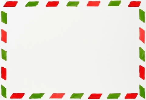 Empty old envelope with red and green borders on old paper. Air mail. Design  Stock Photos