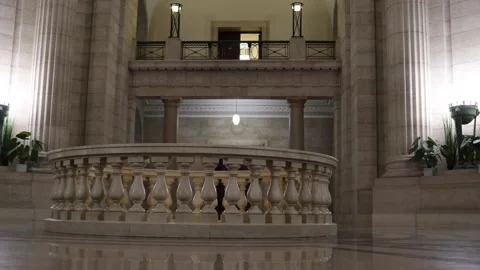 Empty old historic building - slow and low orb shot Stock Footage 169872375