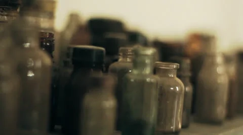 Empty old medicine bottles Stock Footage