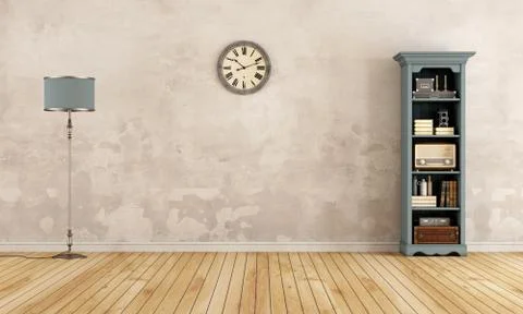 Empty old room with little bookcase Stock Illustration