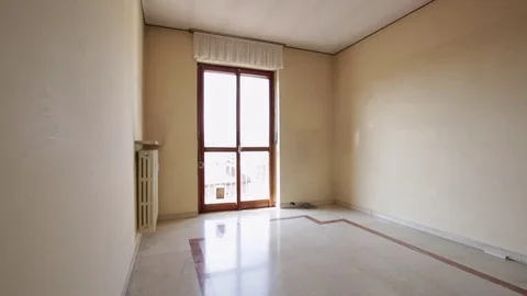 Empty old room with marble floor and dusty walls Stock Footage 72344774
