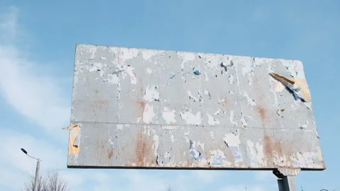 Empty old rusty billboard near highway and overpass Stock Footage 158792862