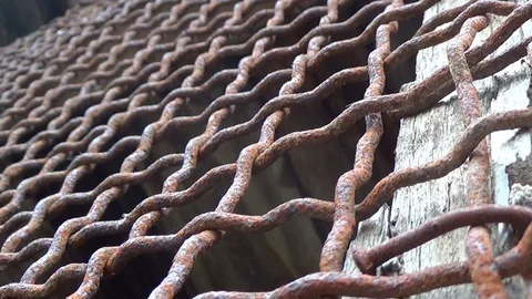 Empty old rusty metal cage for pets Stock Footage 119284026