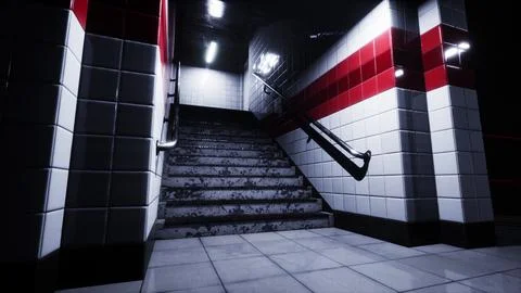 Empty old subway train station Stock Illustration