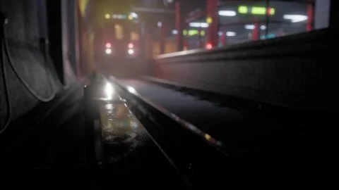 Empty old subway train station Stock Illustration