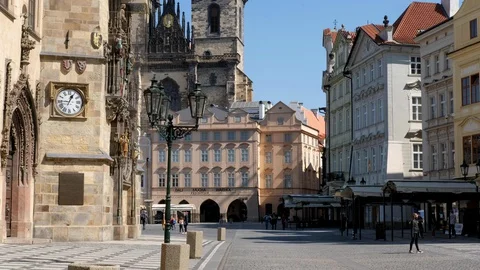 Empty Old Town Square, Prague, Czech Republic Stock Footage 128125585