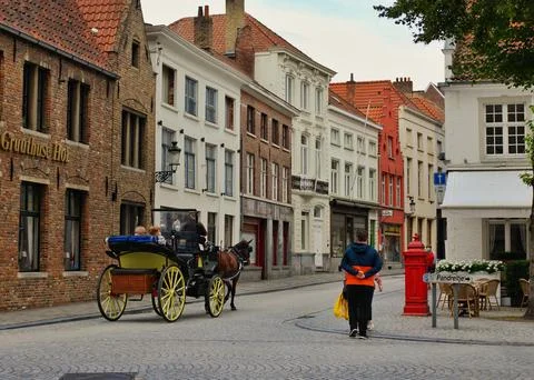 Empty old town at sunset Stock Photos