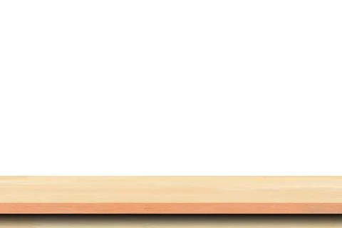 Empty old wood table on isolate white background and display montage with cop Stock Photos