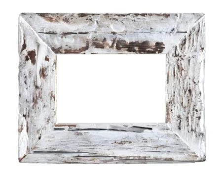 Empty old wood white frame Stock Photos