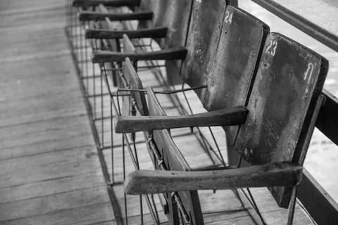 Empty old wooden chairs Stock Photos