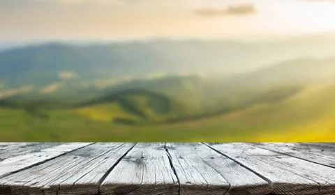 Empty old wooden table background Stock Photos