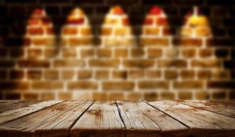 Empty old wooden table background Stock Photos