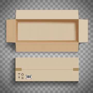 Empty open and closed cardboard box for delivery. Stock Illustration