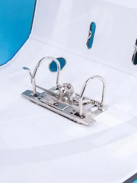 Empty open black folder for papers with a metal clip, close up Foto stock