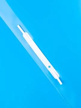 Empty open blue   folder for papers with a plastic  clip, close up Stock Photos