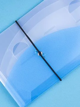 Empty open blue   folder for papers, close up Foto stock