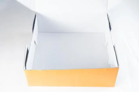Empty Open Box: Blank Orange Packaging with White Interior and Copy Space i.. Stock Photos