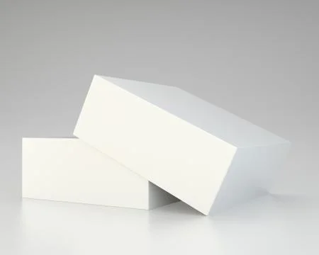 Empty open box on gray background. Illustrazione stock