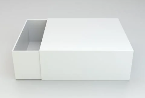 Empty open box on gray background. Stock-Illustration