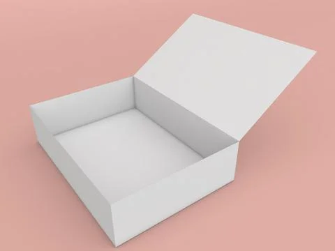 Empty open box on a orange background. Illustrazione stock