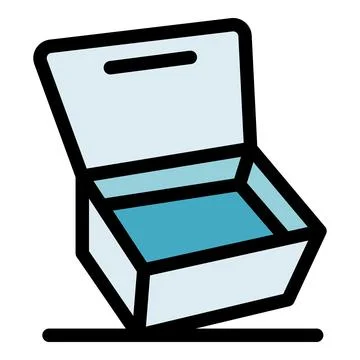 Empty open box tilting on a surface, packaging concept Stock Illustration