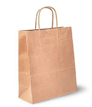 Empty open brown paper bag for food vertically Stock Photos
