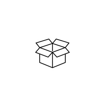 Empty open cardboard box outline icon for shipping logistics Stock Illustration