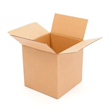 Empty, open cardboard box Foto stock