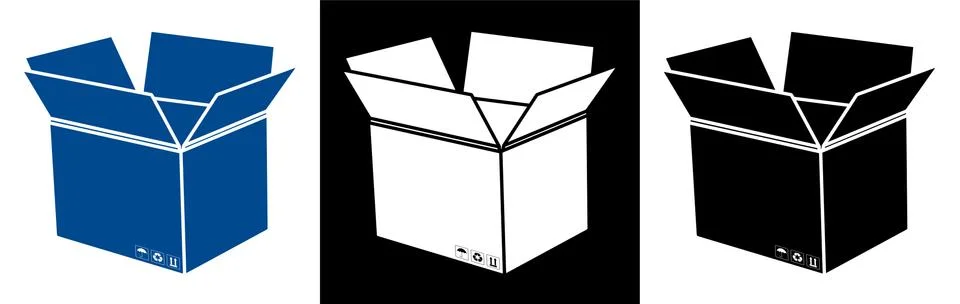 Empty open cardboard box with storage conditions. Delivery and transportation Stock Illustration
