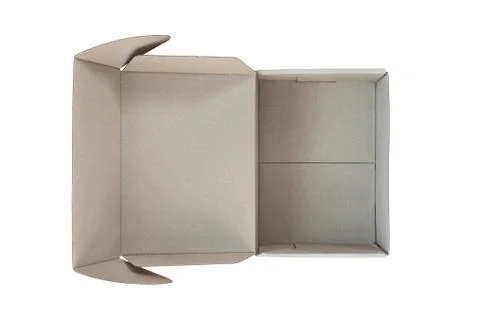 Empty open cardboard box on white background. Delivery concept. Isolate. Top  스톡 사진