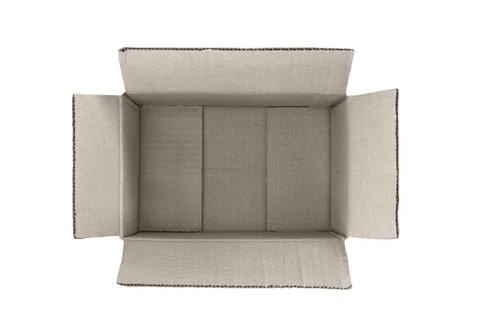 Empty open cardboard box on white background. Delivery concept. Isolate. Top  스톡 사진
