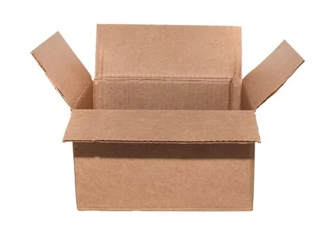 Empty open cardboard box on a white background. Package. Isolate paper boxes Stock Photos